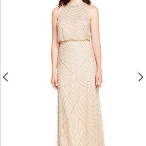 Adrianna Papell Beaded Dress with Halter Neckline